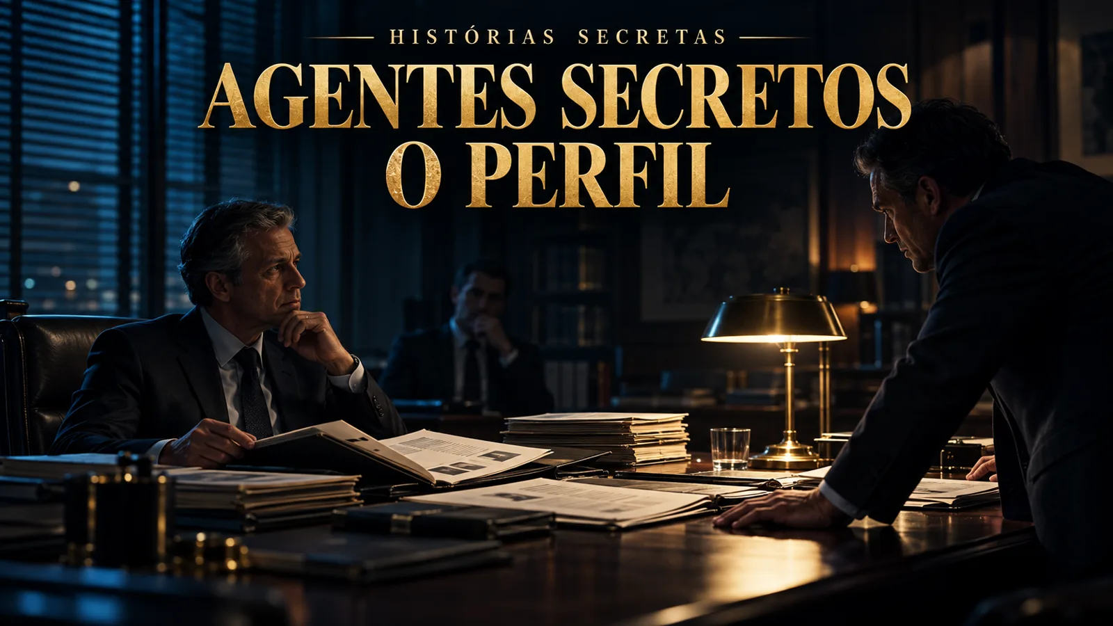 Ilustração artística da capa de “Agentes Secretos — O Perfil”